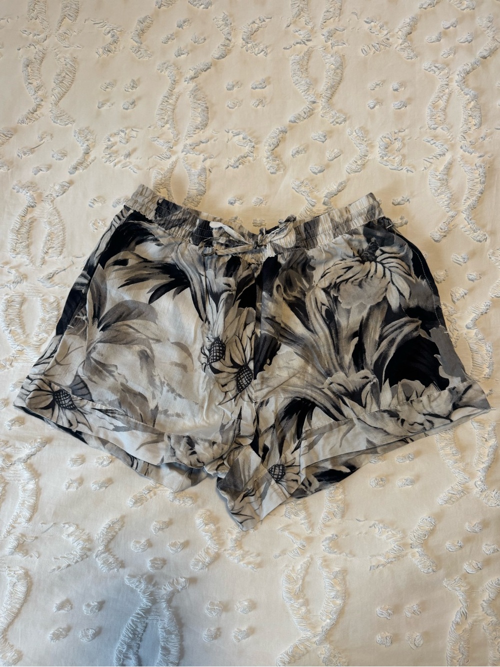 Floral Black & Gray Lightweight Shorts